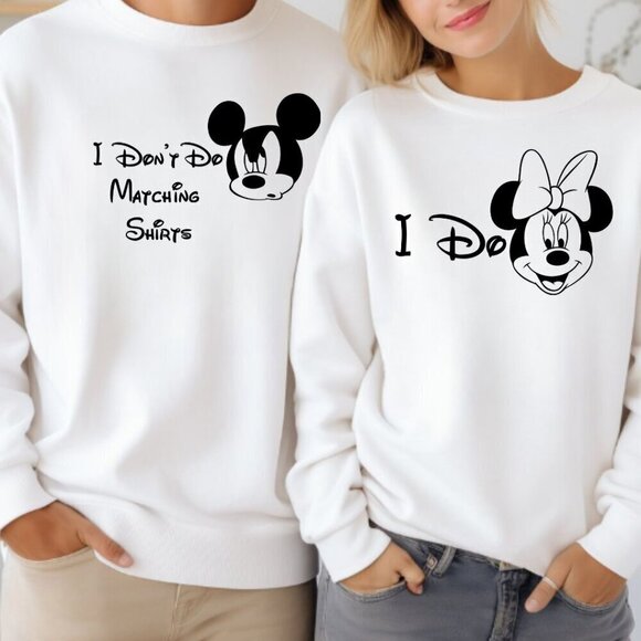 Hand Crafted Tops - Custom Matching Couples Sweatshirts Sweaters - Mickey Mouse and Minnie Mouse